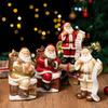 Santa Claus Figurine Small Resin Santa Sculpture with Gift Bag/Wish List for Mantle Bookshelf Tabletop New Year Party Decoration