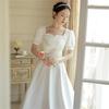 Get the Certificate and Register the Small White Dress, the New Summer Short-sleeved Wedding Evening Dress, and the Small Slim-fitting and Thin Dress.