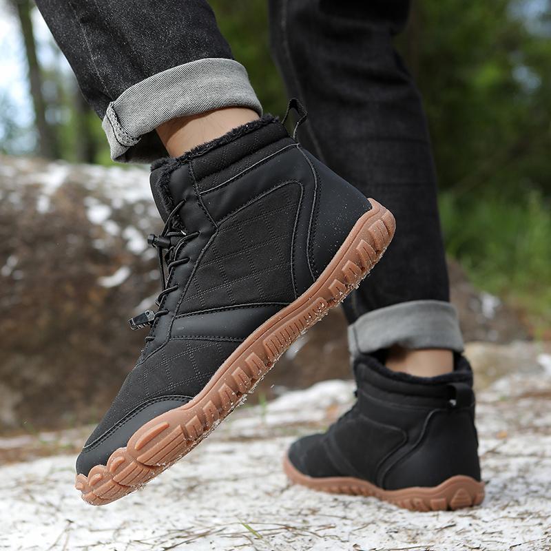 TUINANLE Winter Footwear Barefoot Shoes Womens Hiking Boots Wide Toe Box Walking Shoes Men Plush Boots