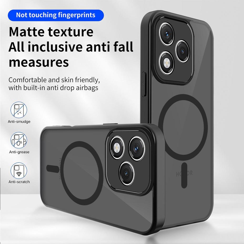 Husă inteligentă magnetică Huawei Honor 400 cu senzație de piele X9D X6C X8 - Husă protectoare neagră translucidă