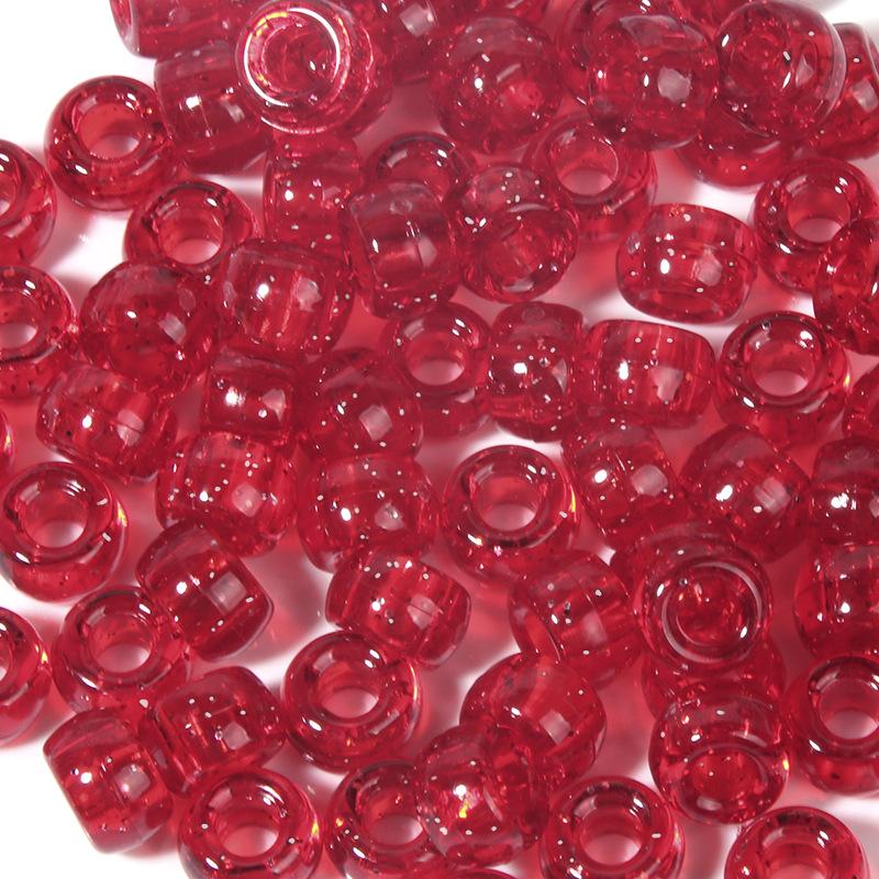 "100 Pcs Large Hole Transparent Frosted Barrel Beads - Colored Onion Powder Plastic Pony Beads for Dreadlocks and Wigs"