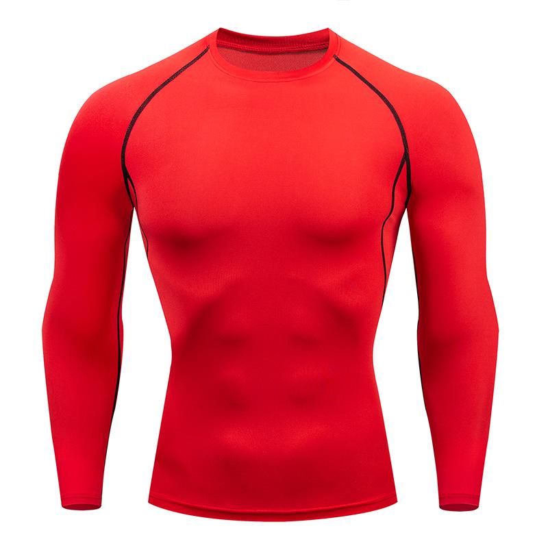 European Men's Quick-Dry Long Sleeve Stretch Fitness Shirt for Outdoor Running and Tennis