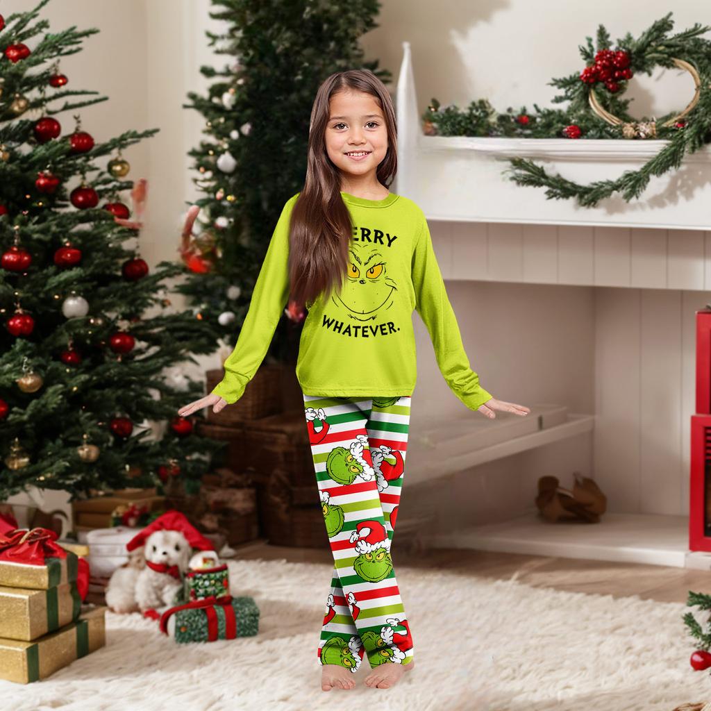Parent-child Christmas Print Home Suit Long-sleeved Top And Pants