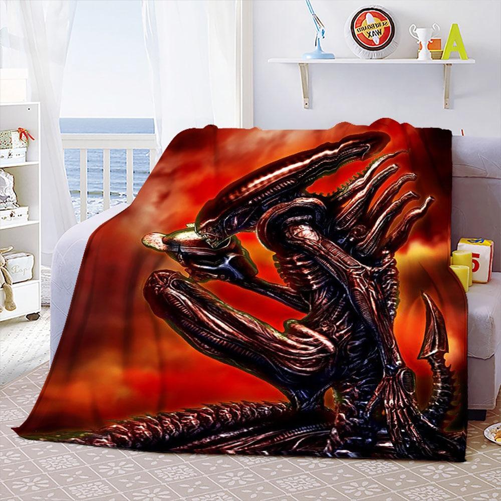 Kosmici film miękki rzut koc przestrzeń nadruk z potworem narzuta na sofę pokrowce na sofy podróże koc kempingowy dzieci prezent dla dorosłych