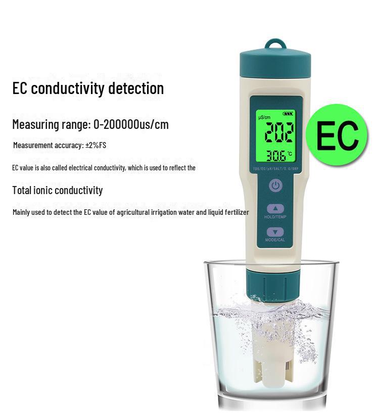 Testeur de pH et de salinité de l'eau de mer TDS 8 en 1 - Stylo de test de la qualité de l'eau riche en hydrogène