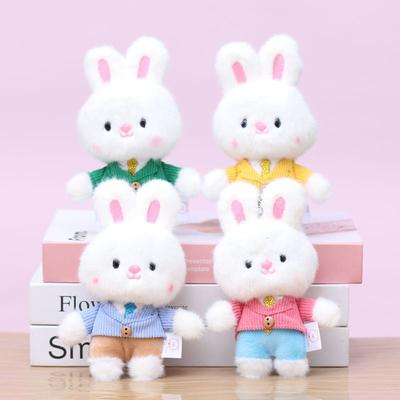 1/4 Piezas Animales de Peluche de Conejo para Niñas Niños Adultos Mini Animales Peluches Llaveros Lindos Conejitos de Peluche con Ropa de Abrigo