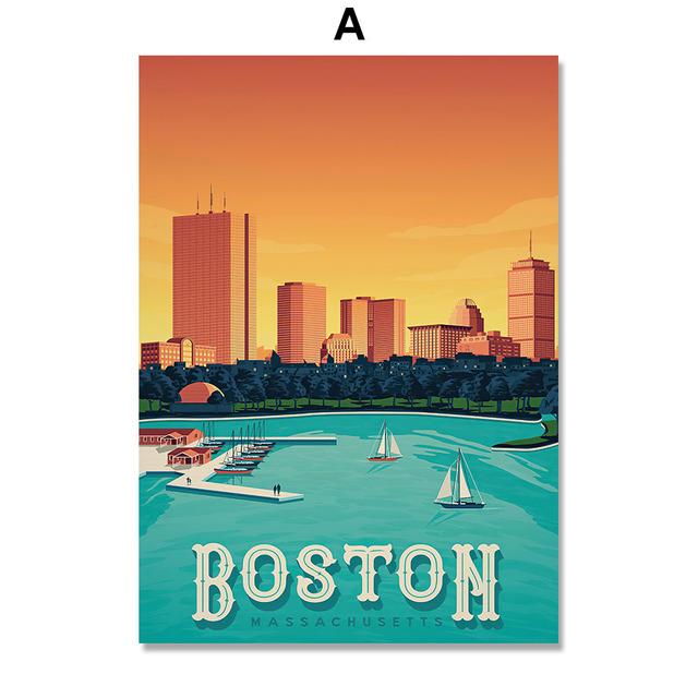 World Famous Landmark Building Illustration Nordic Art Wall Posters And Prints Canvas Painting Pictures For Living Room Decor