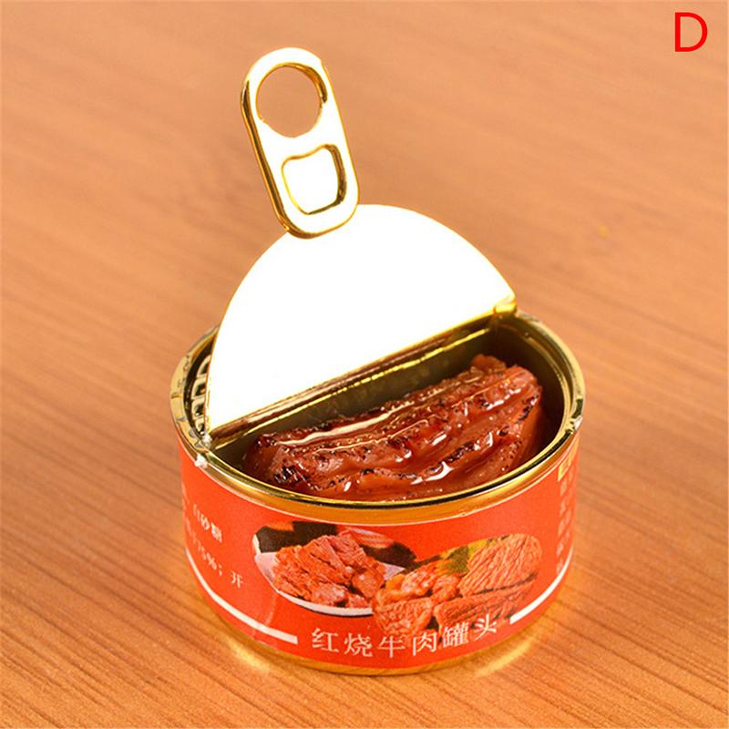 1Set DollHouse Mini Simulation Caviar Canned Fruit Beef Fish Canned Food Model Kitchen Open-cap cans Doll House Miniature Decor