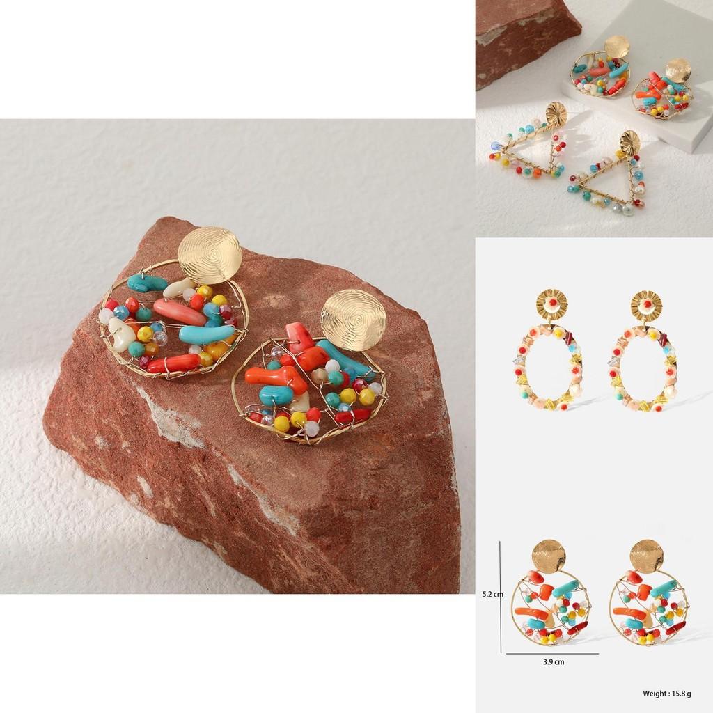 Trendy Alloy Dangle Earrings For Women Fashionable Geometric Shapes Triangle Oval