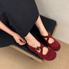 Fashion Elegant String Bead Buckle Flat Mary Jane Shoes Women Fashion Round Toe Cross Tied Designer Shoes Cozy Soft-sole Shallow Loafers