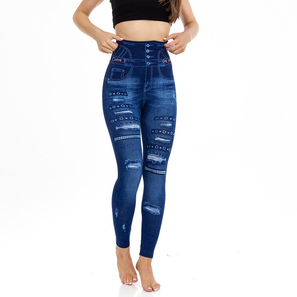 Plus Size High Waist Ripped Skinny Pants Women Spring Casual Print Elastic Waist Skinny Yoga Leggings Sporty Bottoms