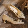 2026  Leisure Classic Pumps Female Slip On Thin High Heels Pointed Toe Wedding Shoes for Women Flower Crystal Bling Summer Shoes