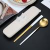Portable Tableware Picnic Stainless Steel Cutlery Set Dinnerware Coffee Spoon Chopsticks with Box Kitchen Utensils for Children