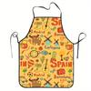 1pc Spanish-Themed Chef Apron Suitable for Men & Women - Unisex Spanish Cultural Kitchen Apron with Spanish Text & Traditional P