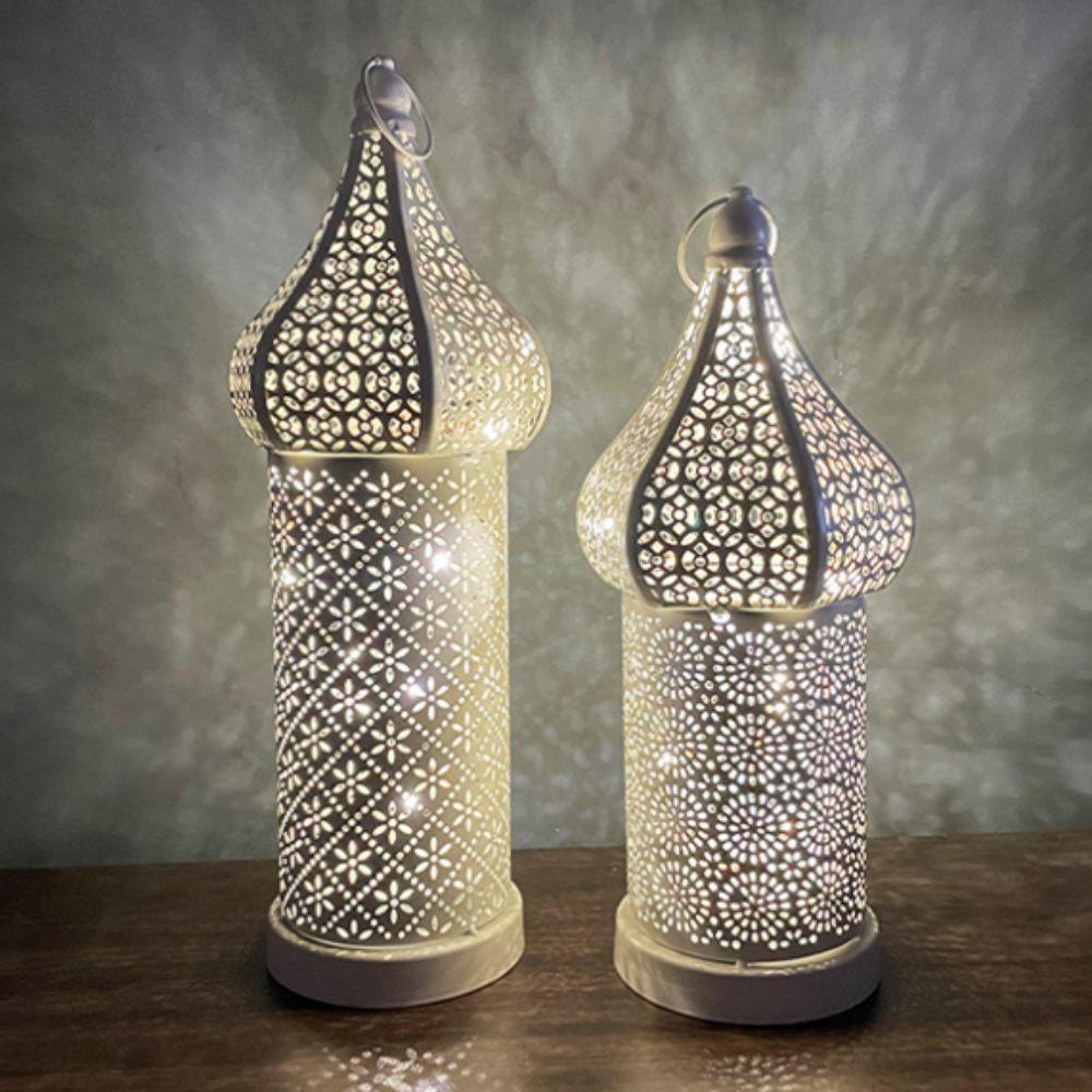 Vintage Moroccan Night Light Hollow Eid Lamp Home Ornament Ramadan LED Light Mosque