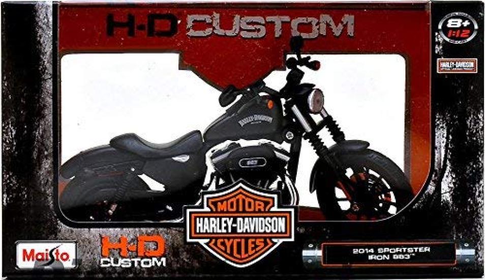 Maisto Maßstab 2014 Sportster Iron 883 Fertigmodell 1/12 Harley-Davidson (Schwarz) (Produktcode 32326)