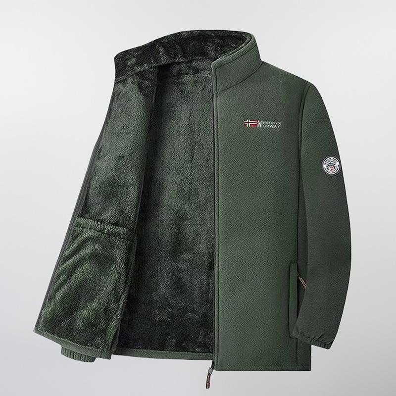 Men's Polar Fleece Jacket Winter Windproof Stand Collar Coat Zip-Up Thermal Fleece Lined Coats Casual Warm Outwear Men Clothing