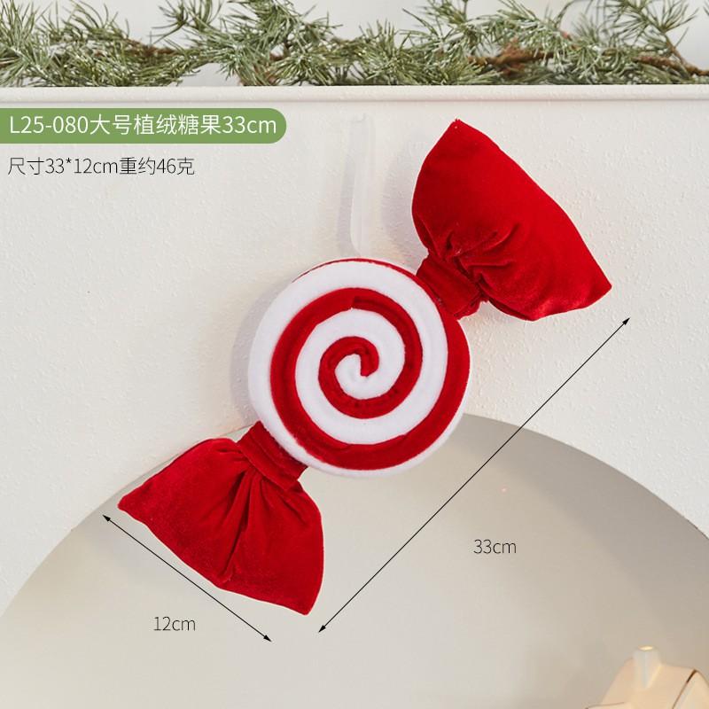 Christmas Tree Decorations Red Flocked Candy Ornament Hanging Decoration Holiday Party Scene Setup