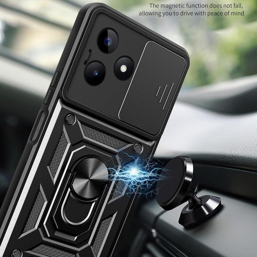 Military Armor Case For Realme C61 C63 C65 C67 4G Note 50 C55 C53 C51 Cover Lens Protection Ring Stand Holder Coque Fundas