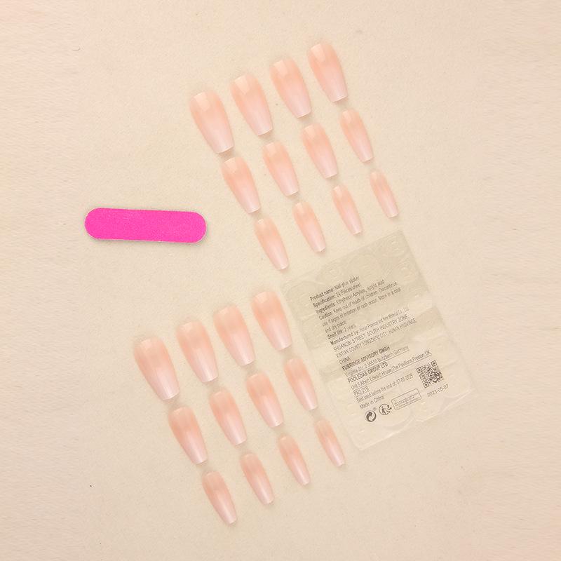 European & American Style Milky White Gradient Press-On Nails - Long False Nail Tips for Manicures