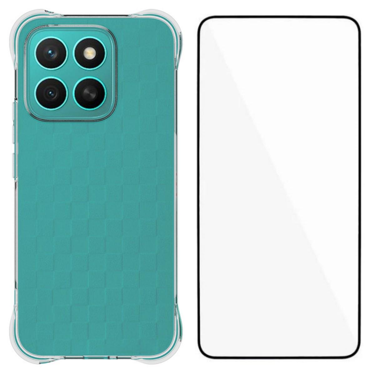 

For Honor X8c 4G Case WANLONFENG WL Series 2.0mm TPU Phone Cover with Tempered Glass Film Transparent