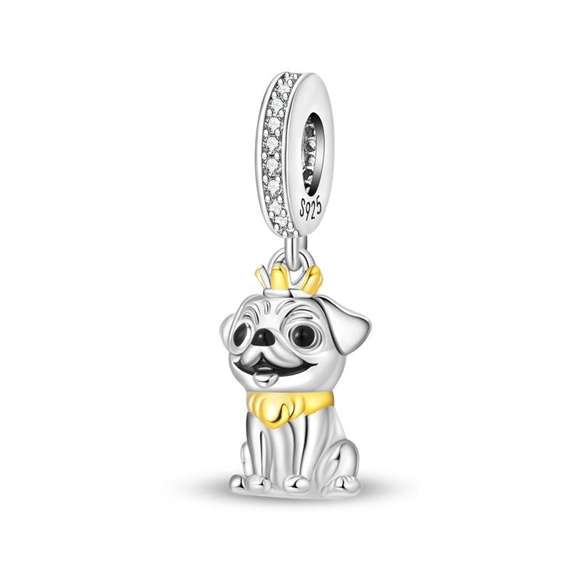 New 925 Silver Lucky Zoo Cat Dog Rabbit Fox Charms Bead For Women Fit Bracelet DIY Birthday Party Jewelry Gift