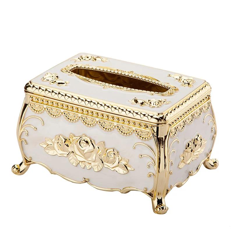 European Style Retro Tissue Box Household Living Room kitchen Napkin Case Hotel Office Desk Accessories Acrylic Paper Box
