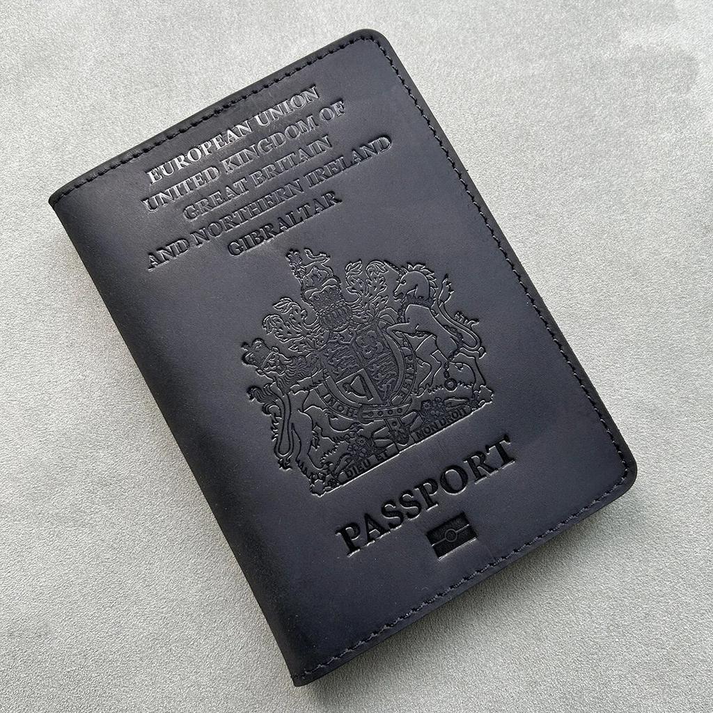 Retro Genuine Leather British Passport Cover Travel Passport Case Men Retro Cover On The Passport