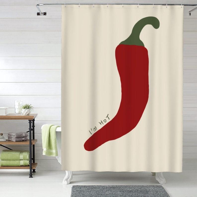 

I m Hot Chilli Art Print Funny Shower Curtain - Cute Bath Decor & Christmas Gift Idea W90xH180cm