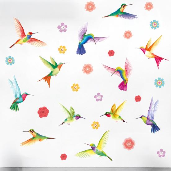 Glow in The Dark Wall Sticker, Hummingbirds Flowers Luminous Wall Decal, Waterproof Self Adhesive Sticker for Kids Room Nursery