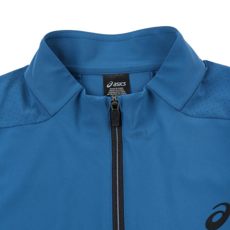 Asics Logo Sports Casual Long Sleeve Jacket Men Jackets Blue 2031E854-400