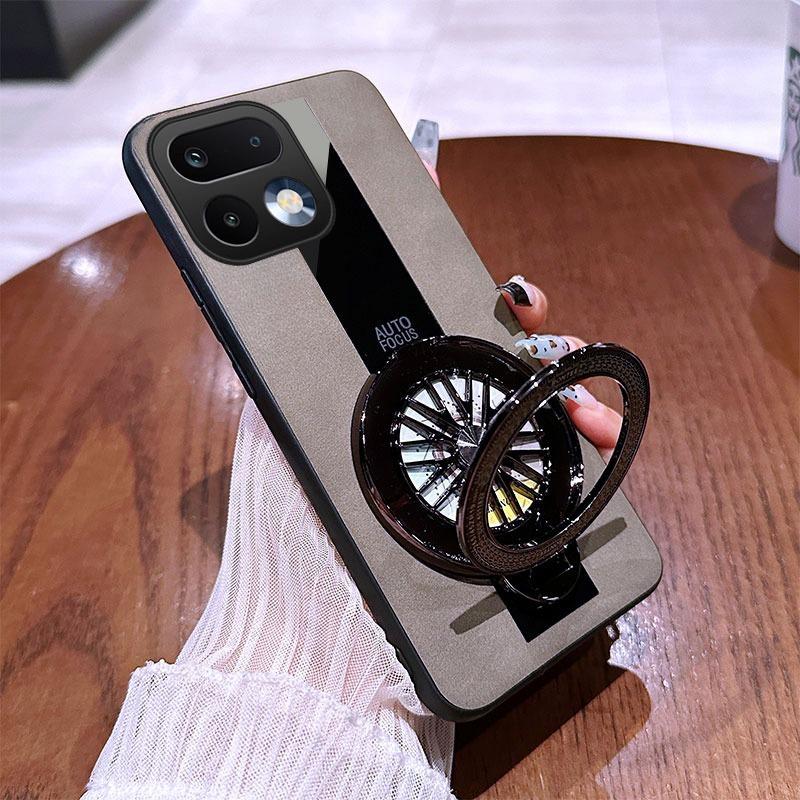 For Realme 16 Pro Case Business Gyro top Bracket Ring Holder Shockproof sheepskin Leather Soft Silicone Fashion for Realme 16 Pro Plus Back Cover