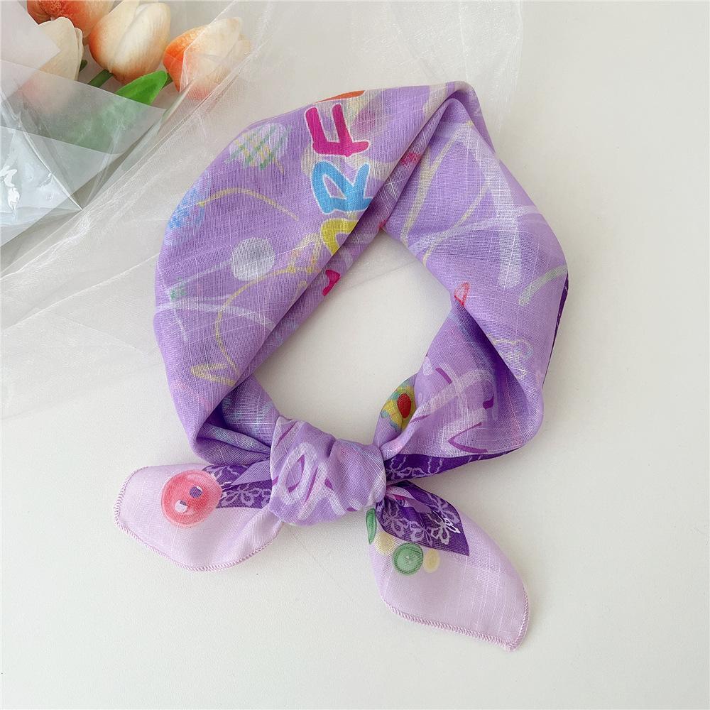 Eșarfă pătrată mică din bumbac și in Eșarfă din mătase Primăvară și toamnă pentru femei Stil nou artistic și versatilă la modă Esarfă cu bentiță cu temperament