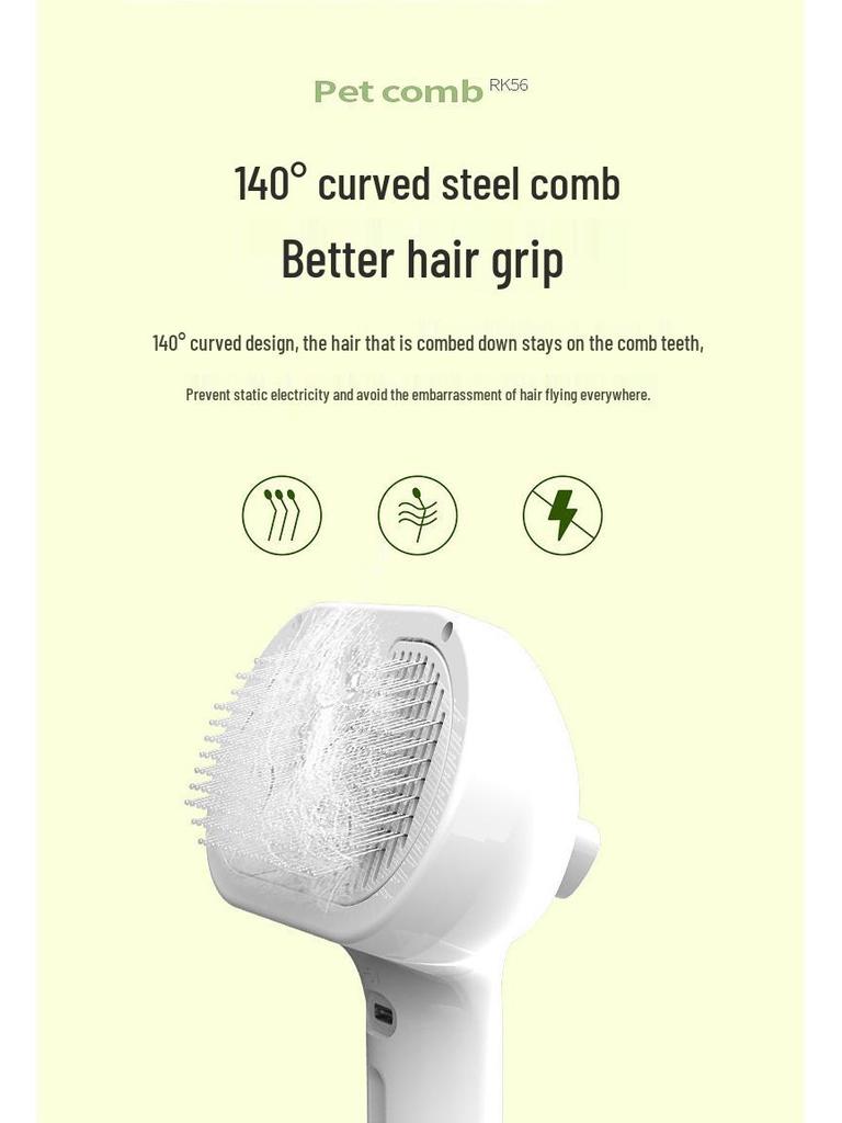Pet Dematting Pin Comb & Massage Brush with Detangling Spray