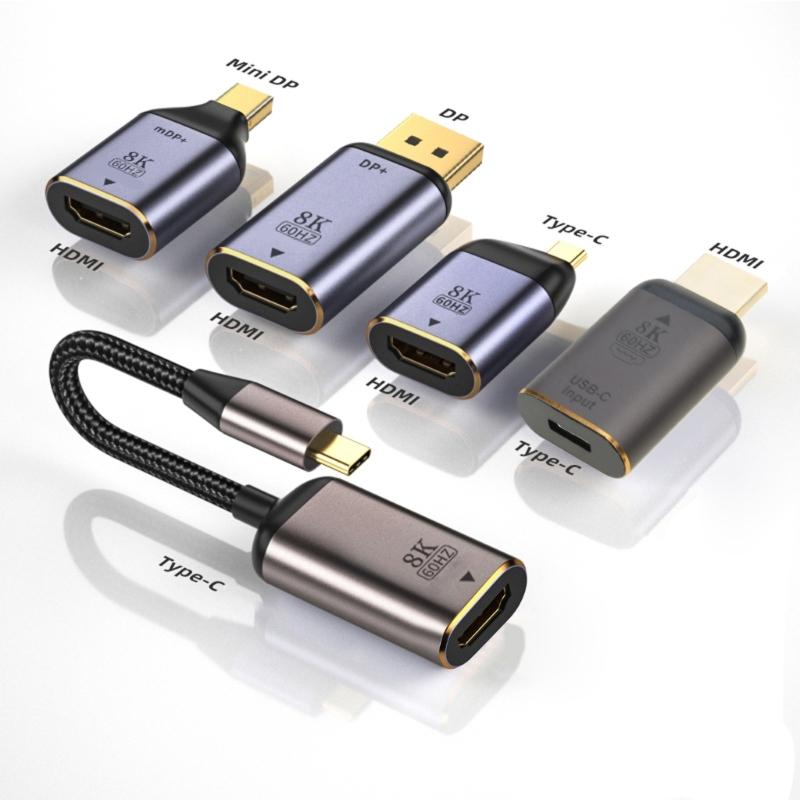 8K 60hz Type C Adapter USB C /DP/Mini DP to hdmi-compatible Converter for PC Computer TV Display Phone Cable