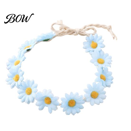 Boho Floral Wreath for Women Daisy/Sunflower Headband Girls, Adjustable Crown Hanfu Matching Headpiece Beach Vacation Wedding Photography, B