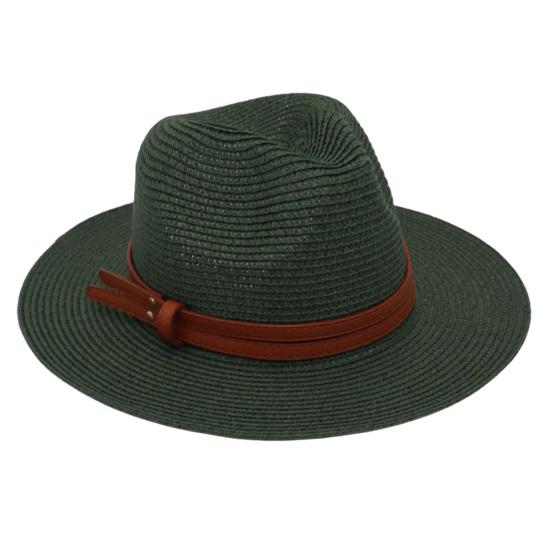 

Women Jazz Hat Wide Brim Faux Leather Belt Decor Beach Straw Hat Adjustable Size UV Protection Foldable Summer Hat