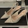 Fashion Sparkling Rhinestone High Heels Women Sexy Pointed Toe Bow Tie Luxury Designer Shoes for Women Elegant Banquet Dress Women Pumps