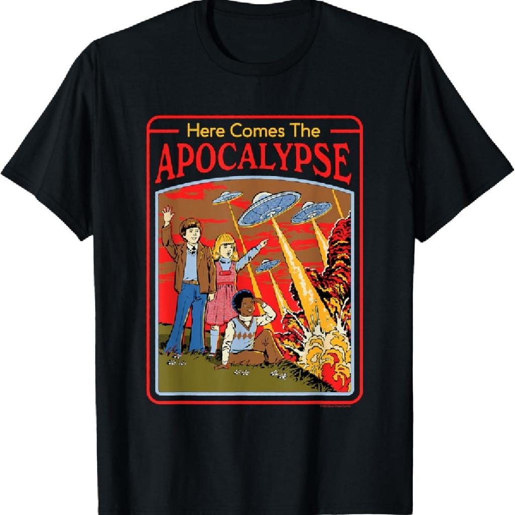 Here Comes the UFO Apocalypse Retro Dark Humor T-Shirt