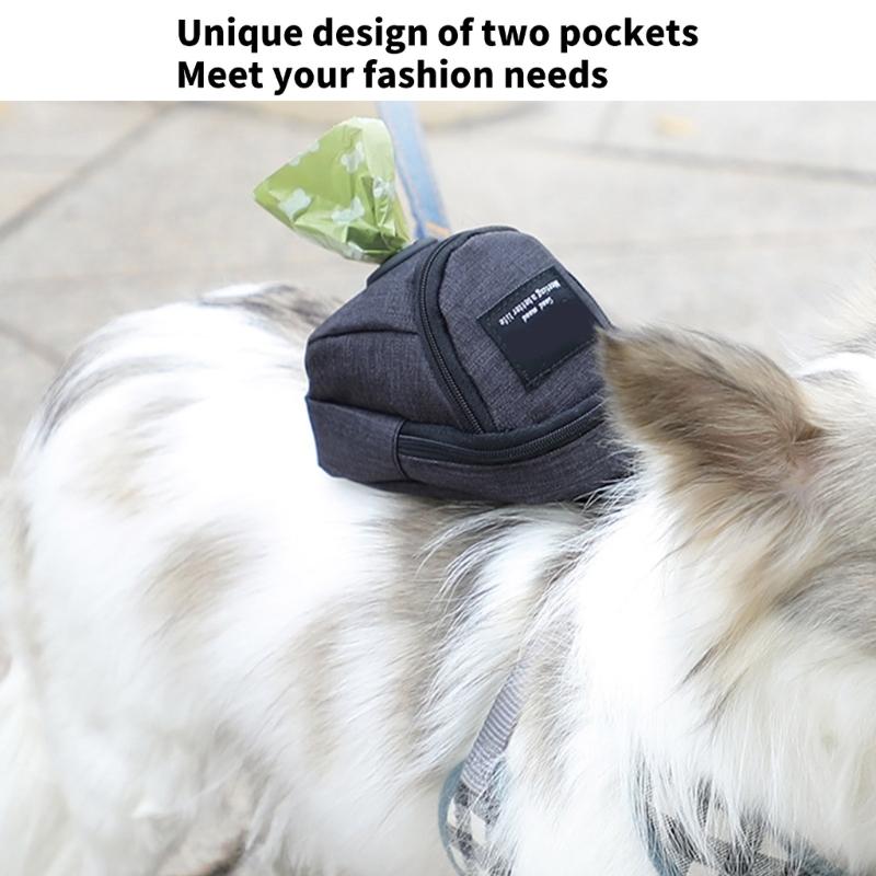 Oxford Fabric Pet Waste Bag Dispenser With Treat Pocket For Dog Convenient Clip On Design Outdoor Walking Essential