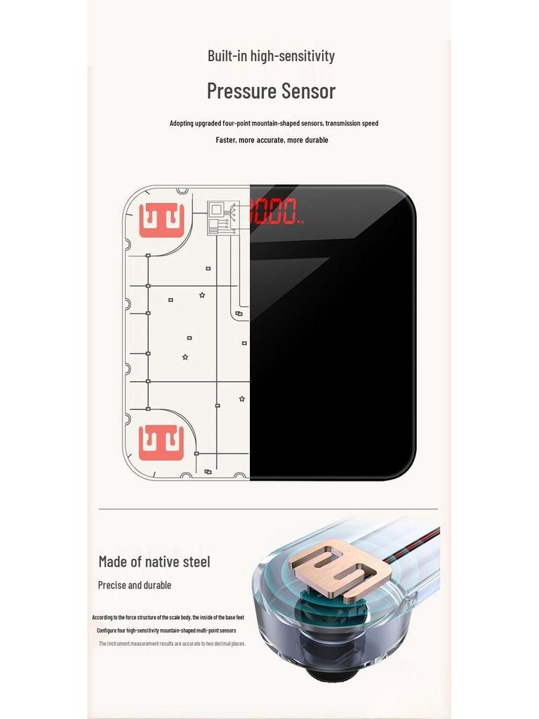 Rechargeable Durable Bathroom Scale: Smart Electronic Body Fat Scale for Women