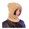 New Autumn and Winter Hats for Women Knitted Wool Scarf Integrated Hats for Winter Warm Plus Velvet Head Hats for Cold Protection Ear Protection Hats
