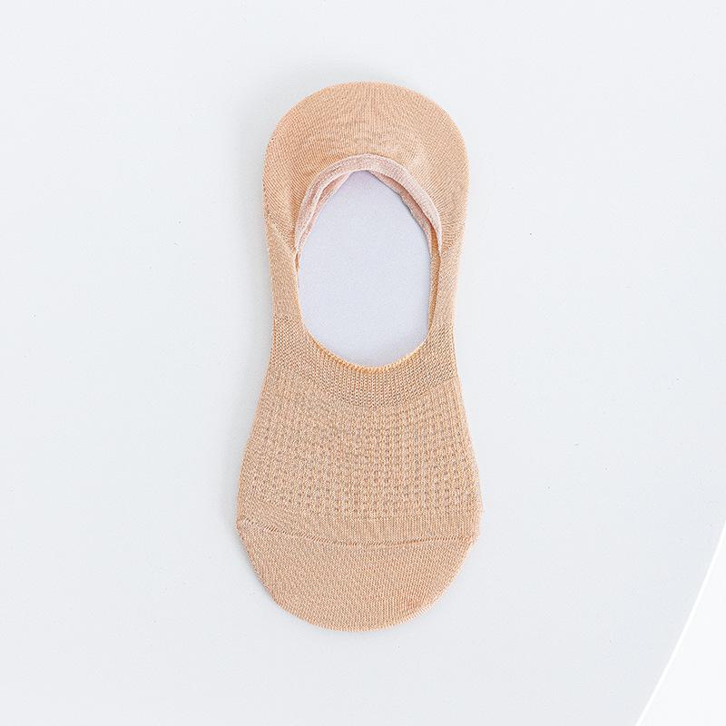 Women Summer Thin Hollow Shallow Mouth Silicone Non Slip Heel Invisible Socks