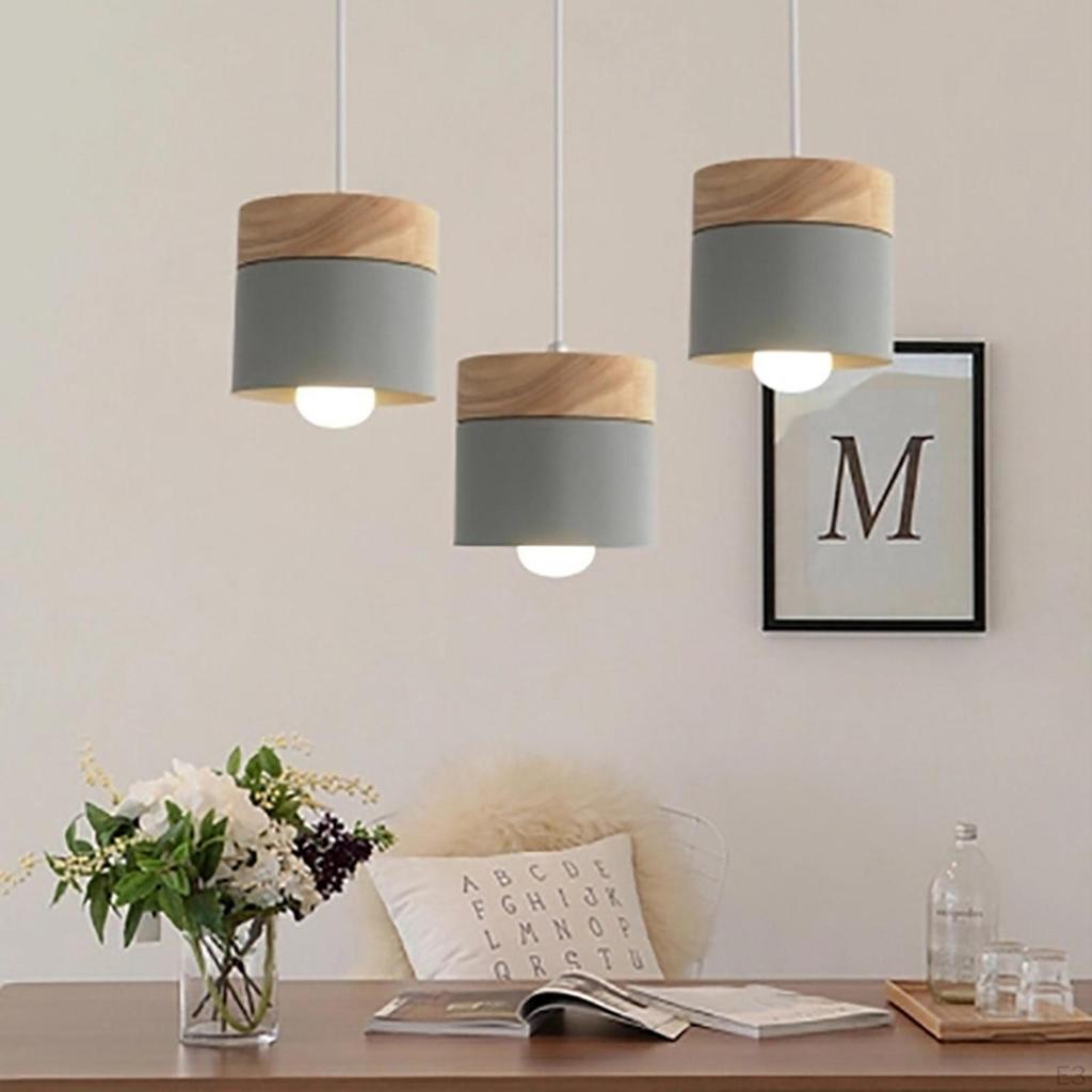 Minimalist LED Pendant Light with Wooden and Iron Design for Home Decor