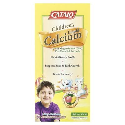 CATALO, Flüssiges Kalzium für Kinder mit Magnesium und Zink, Pfirsich- und Mango-Geschmack, 16 fl oz (474 ml)