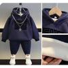 Completi Invernali Imbottiti per Bambini Tuta Ispessita Autunnale Felpa con Cappuccio in Pile Pantaloni della Tuta Set da 2 Pezzi Outfit Caldo per Bambini