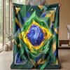 Brazil Football Printed Flannel Blanket Skin Friendly Warm Decorative Throw for Indoor Couch Bed Daily Use