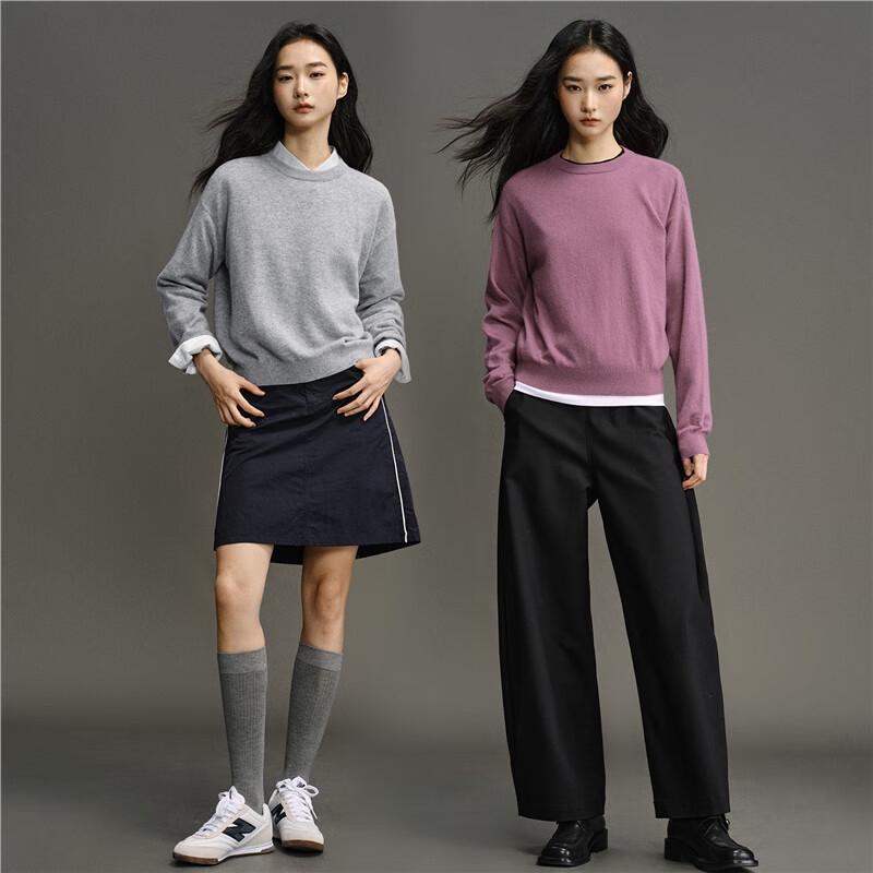 GIORDANO CONCEPTS Women's Embroidered Loose Round Neck Wool Sweater