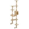 VidaXL Cat Tree with Sisal Scratching Posts Wall Mountable 194 Cm Beige