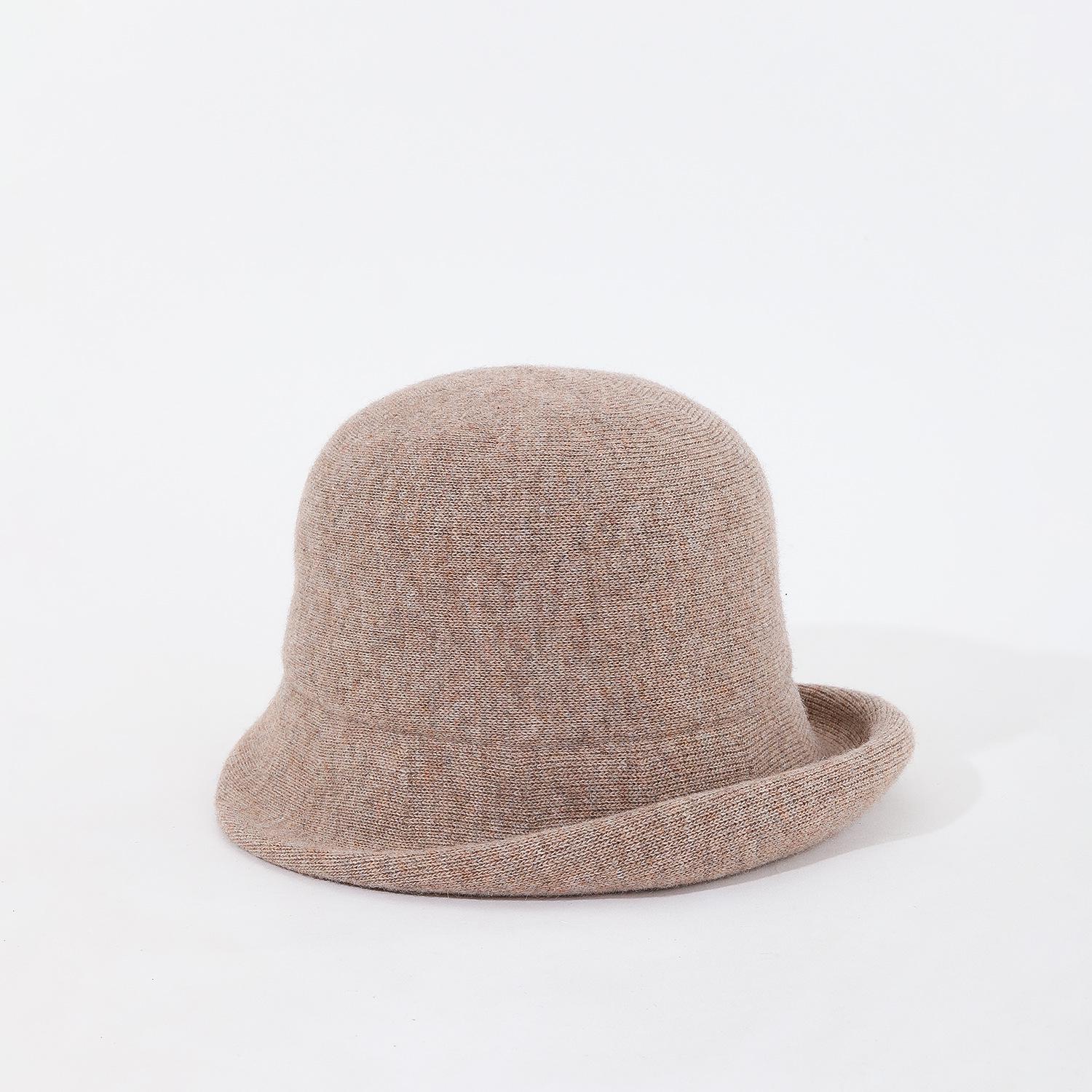 

Вязаная шапка-бини в японском стиле, разноцветная: Теплая ретро панама из австралийской шерсти с маленькими подвернутыми полями для осени и зимы One Size верблюд